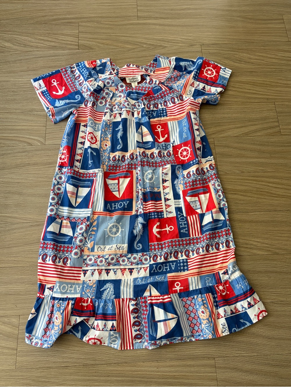 Anthony Richards Red, Blue & White Nautical Patchwork Maxi Dress